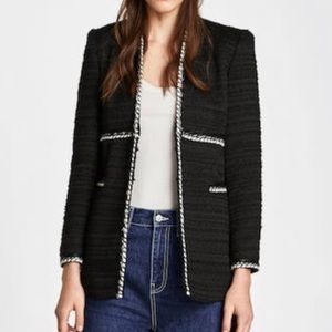 Zara Tweed Knit Blazer Black/white Size XS